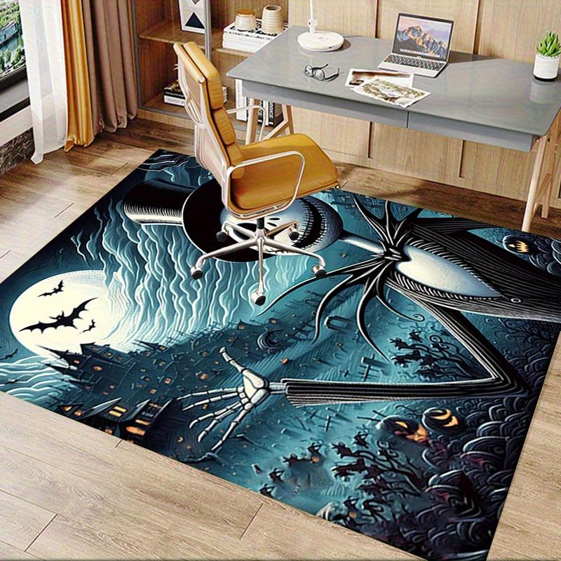 Office Rug Jack Skellington, Halloween Town Theme 3D Printed Anti-Slip Rug-Machine Washable for Living Room