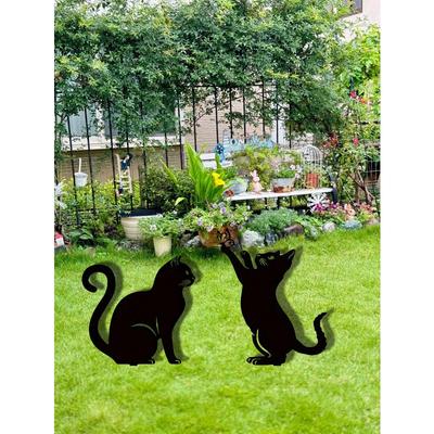 Iron Cat Silhouette Garden Statue Modern Outdoor Decor Minimalist Patio Lawn Art Gift for Cat Lovers