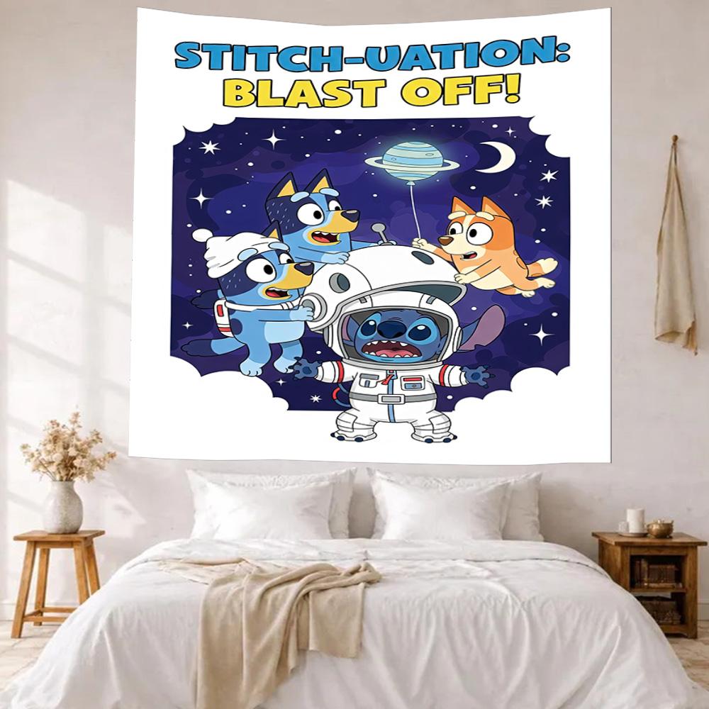 Bluey Wall Decor Tapestry Art For Pet Memorial Birthdaywedding Party Backdrop Family Gift