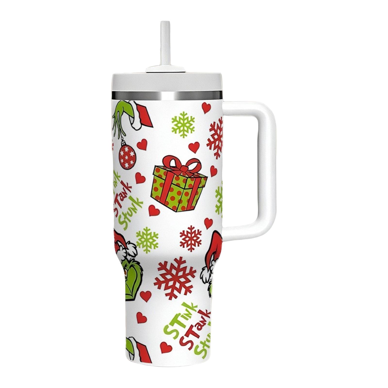 

Новый стакан из нержавеющей стали для автомобиля, ледяной бар, Рождество, 40 унций, для кофе, для путешествий, кулер, с ручкой, изолированный стакан. One Size