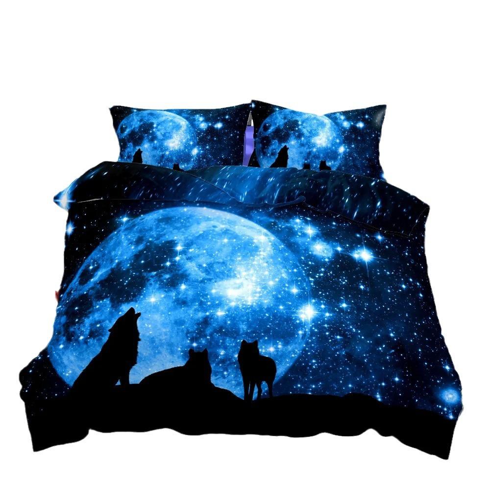 Digital Wolf Duvet/Quilt Cover Set Single Double Large King Size 3D Digital Printed Bed Three-piece Set