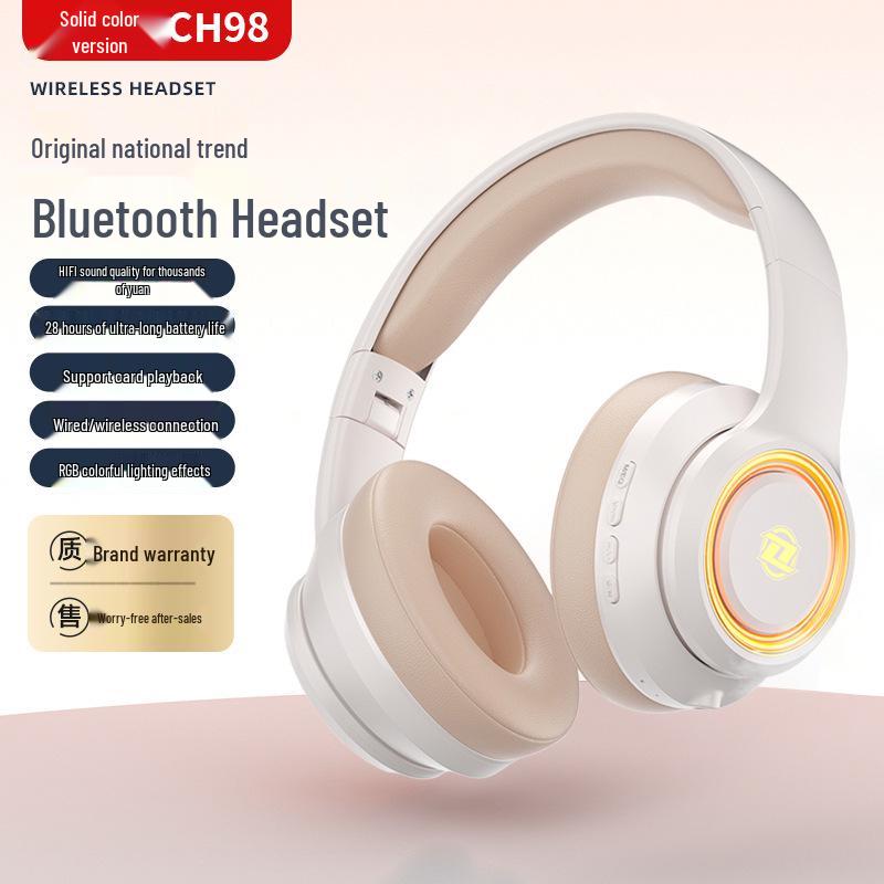 Noise-Cancelling Over-Ear Wireless Bluetooth Headphones with Card Slot and Long Battery Life for Gaming and Universal Compatibility