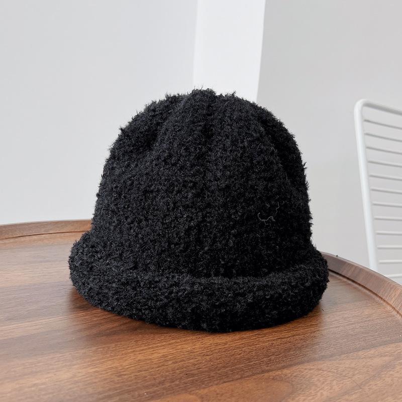 

Плюшевая панама женская осенне-зимняя однотонная универсальная теплая панама с отворотом простая повседневная панама adult elastic 54-58cm