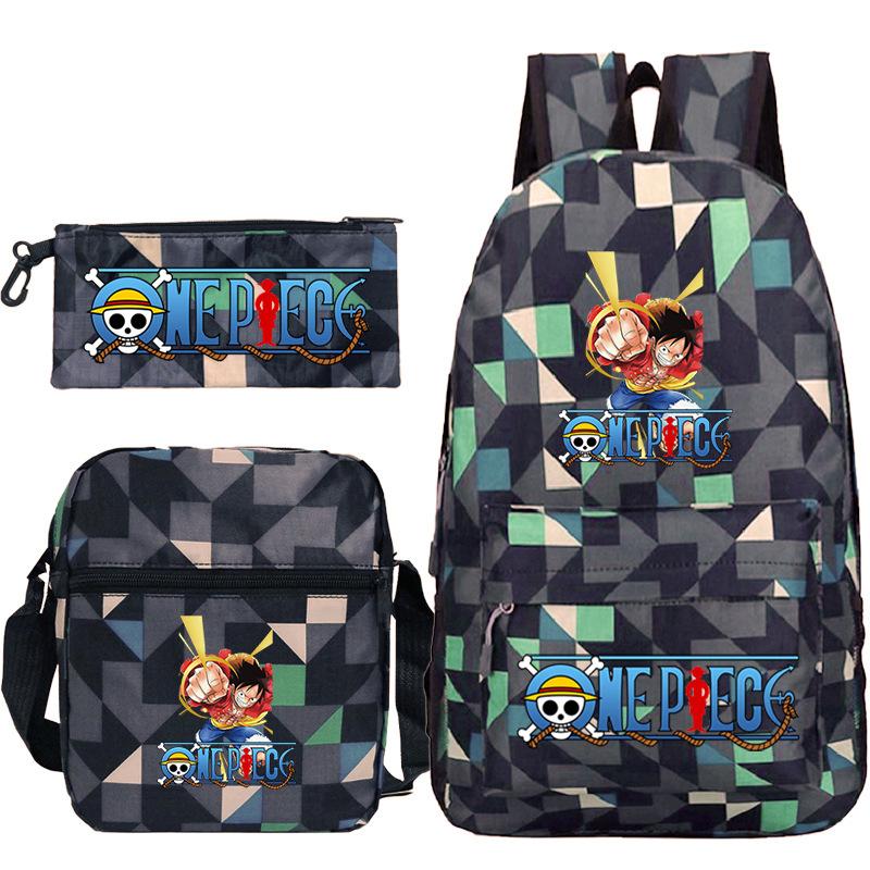 Cartoon Printed Teen Backpack Men's and Women's Student School Bag Three-piece Combination