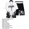 Summer Tracksuit Fashion O-Neck Quick Drying T-shirt Shorts Set Men Loose T-shirt Shorts Jogger Outfit Sportswear Suit Streetwear