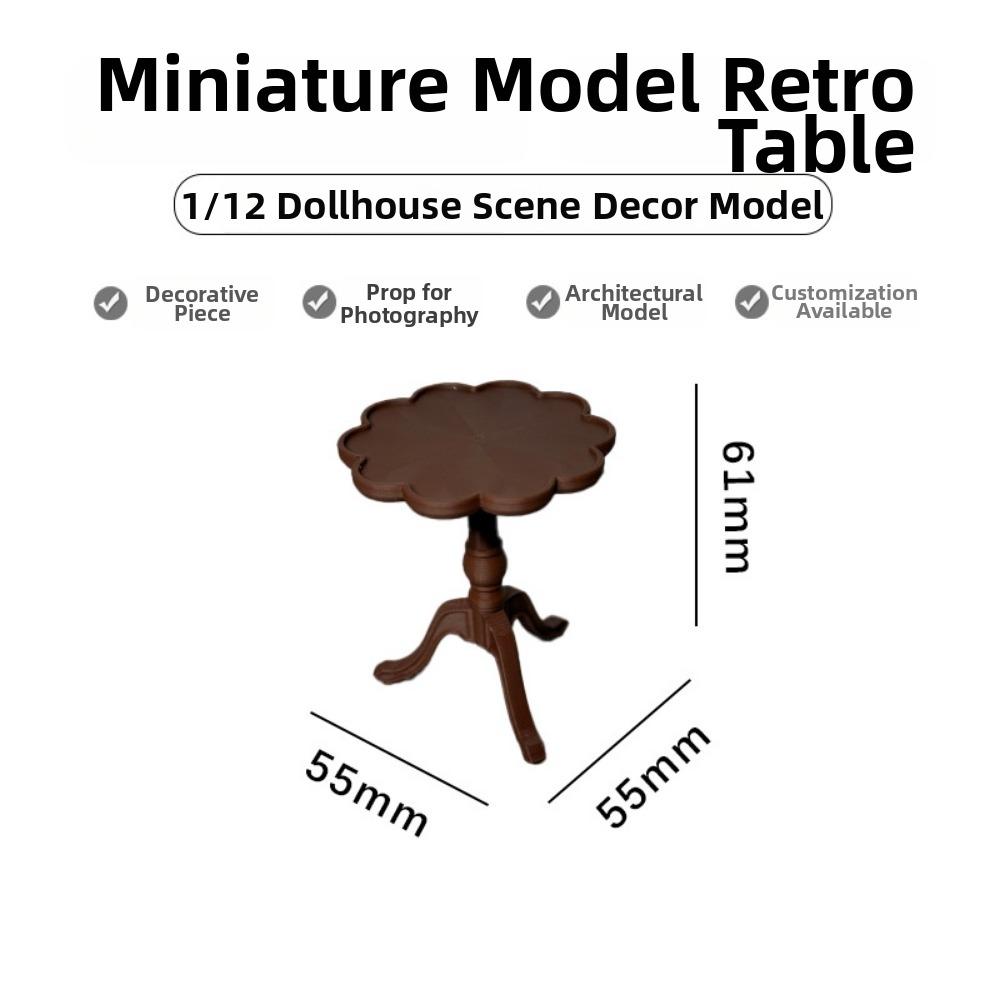 3Styles Dollhouse Wood Table Food Play Retro Round Table  Simulation Model Dolls Accessories
