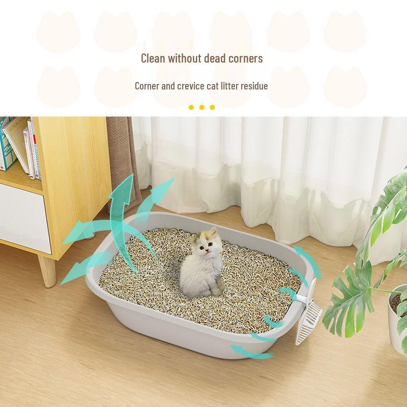 Очень большая закрытая кошачья туалет-лоток с ящиком и защитой от брызг, без запаха Default