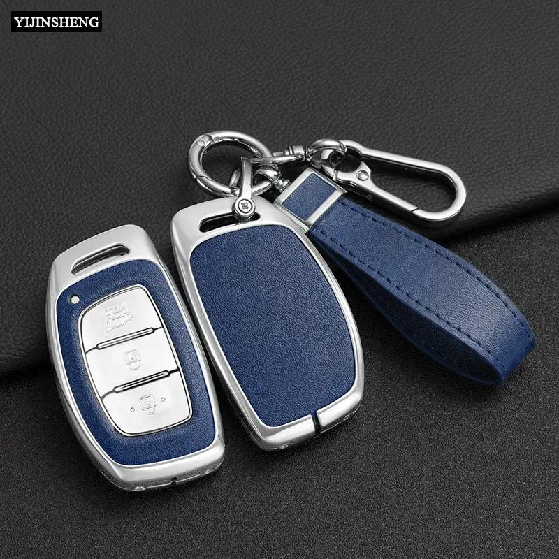 Husa pentru chei auto din aliaj de zinc + piele pentru Hyundai Ix25 Ix35 Ix45 Tucson Sonata Rena Creta Verna Solaris Mistra Elantra Accent