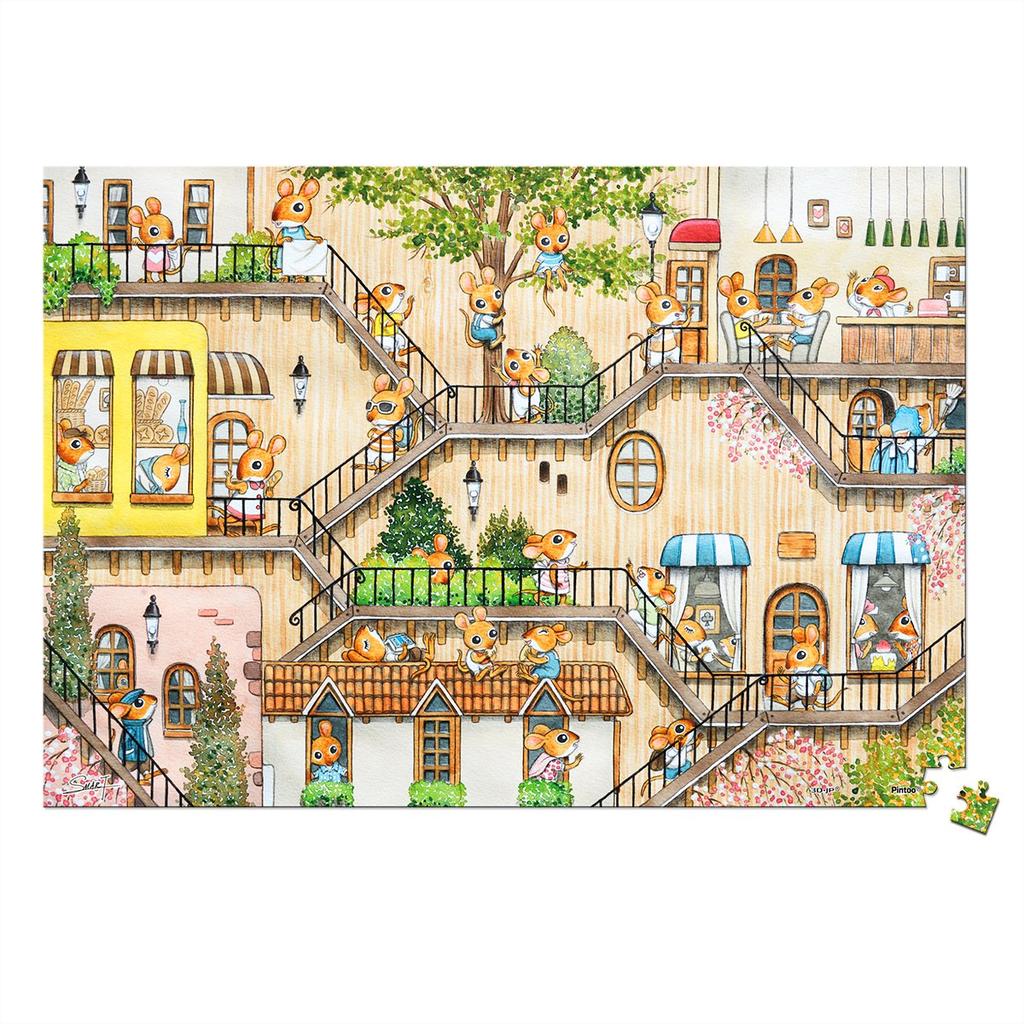 Pinto Mini Plastic Jigsaw Puzzle Mouse for Kids and No Broken Clicks into Place 368-Piece "SMART_Giga Treehouse" (13x19cm) Adults, Pieces, [P1199]