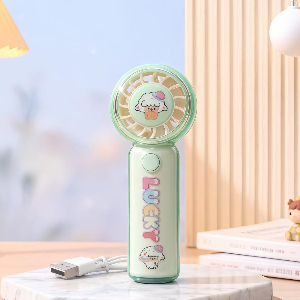 

Cartoon Printed USB Rechargeable Fan 3 Wind Speeds Transparent Fan Mini Handheld Fan Office Use 5