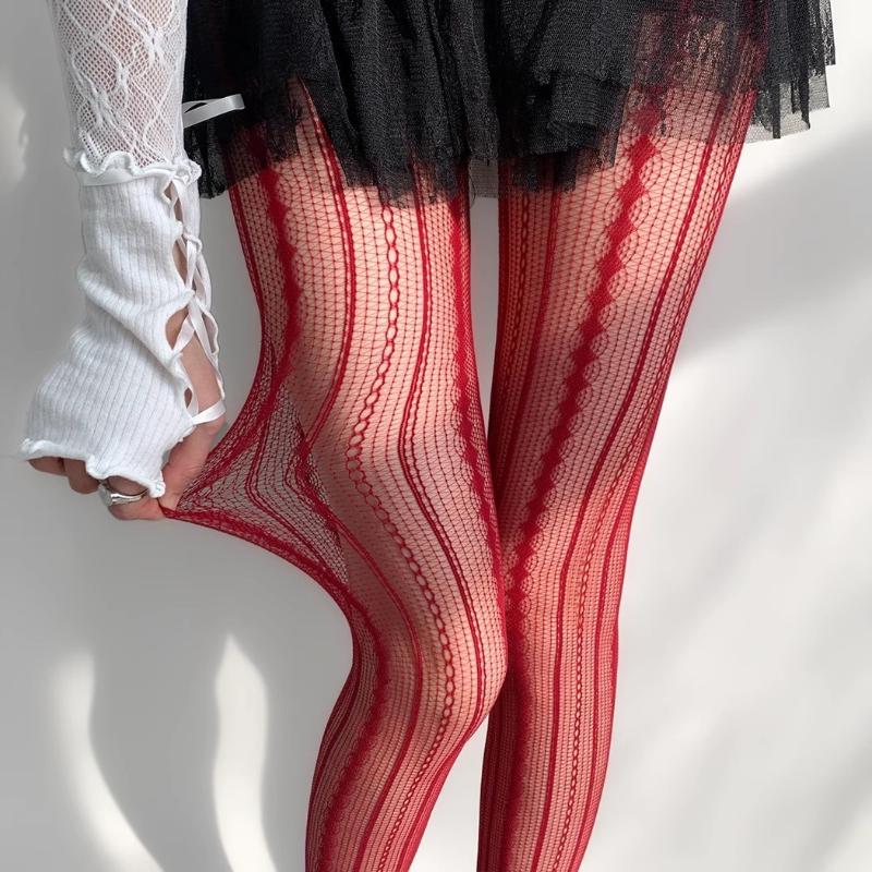 1Pair Stockings Womens Fishnet Tights Sexy Geometric Striped Pantyhose Rattan Mesh Lace Gothic Outdoor Gadgets