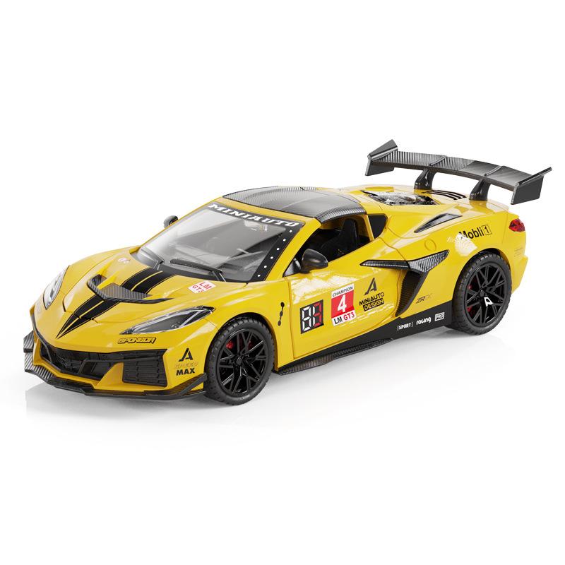 1:32 C8 Alloy Modified Super Sports Car Model Diecasts Metal Track Raing Car Vehicles Model Sound Light Toys Gift