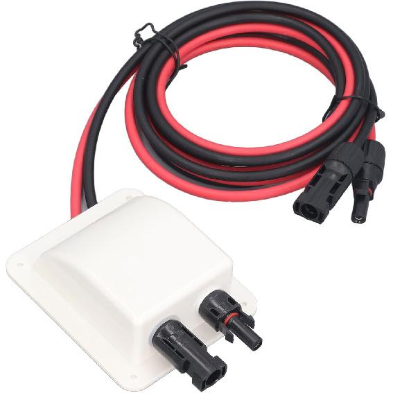 Walfront Solar Double Cable Entry Gland Box Solar Entry Housing with 2m 10AWG Extension Cord for RVs, Boats, Yacht, Roofs