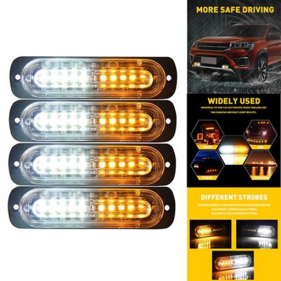 4x Оранжевый/Белый 10 светодиодов Автомобильный Аварийный Предупреждающий Стробоскоп Безопасности Грузовик