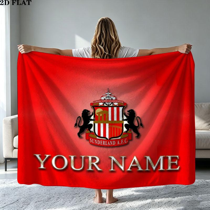 1PC Sunderland A.F Custom Name Patterned Flannel Blanket Suitable For All Seasons for Home Decor Warmth and Comfort Gifts Holiday Present
