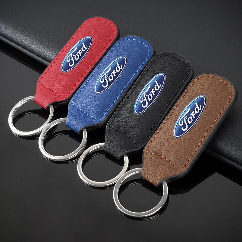 PCKF8 PU Leather Car Keychain Holder Keyring Pendant For Ford ST FOCUS 2 3 Mondeo Fiesta Kuga MK2 MK3 MK4 Ecosport Fusion Accessories