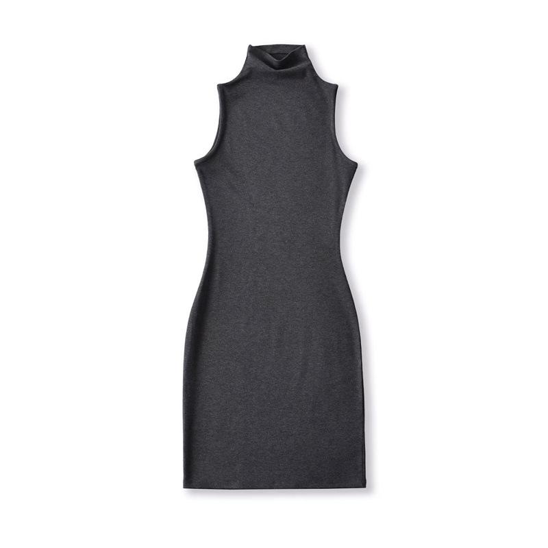 Women's Sleeveless Bodycon Dress: Retro, Mature Style, Stretchy, Slim-Fit, High-Neck, Sexy Short Skirt