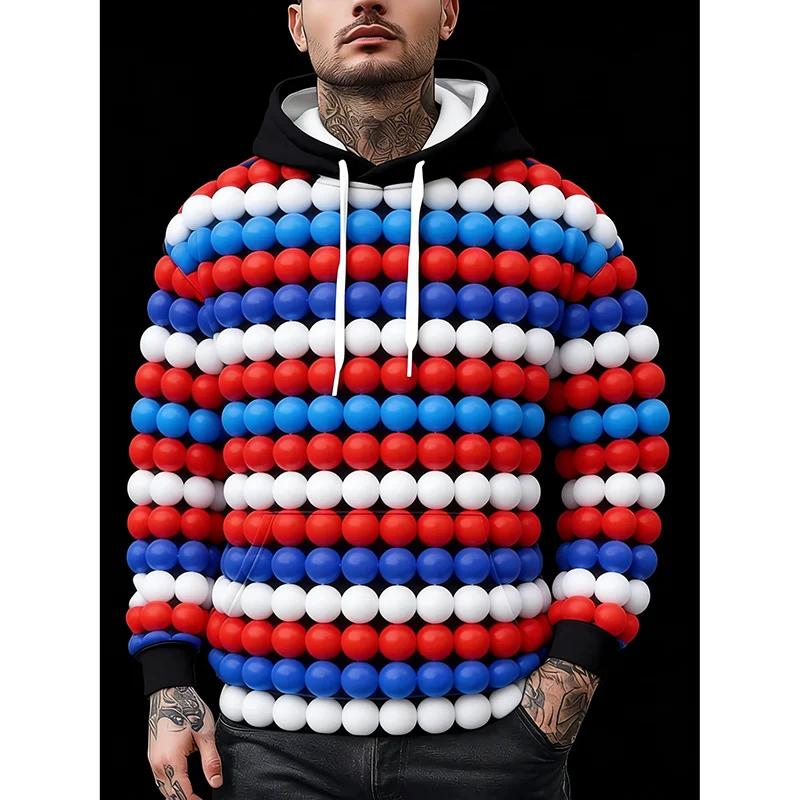 Kolorowy Pulower z Kapturem i Pełnym Nadrukiem w Kropki na Kolorowym Tle Dla Mężczyzn Kobiet Impreza Karnawałowa Prezent Kurtka Oversize Casual Zabawny