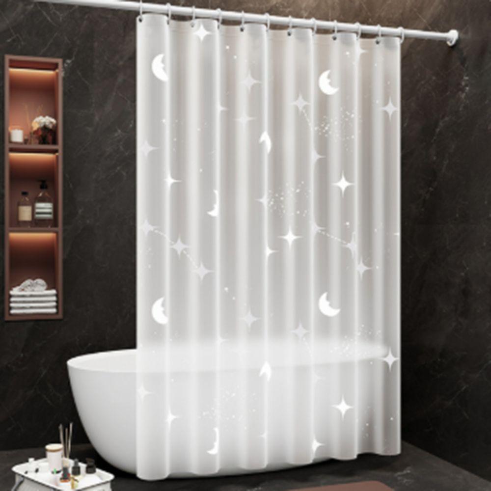 Practical EVA Waterproof Shower Curtain Mold-proof Translucent Bath Curtain with Hooks No Drilling Door Curtain Hotel