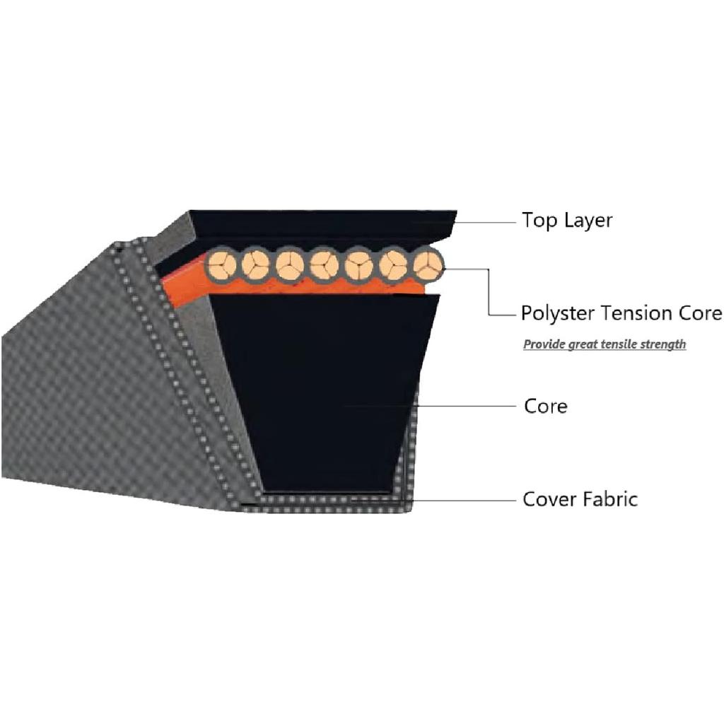 Snow Thrower Attachment Lower Drive Belt 1/2" X 107.3" Replacement for 754-3053 954-3053 19A70009 190-032 190-032-101 MTD