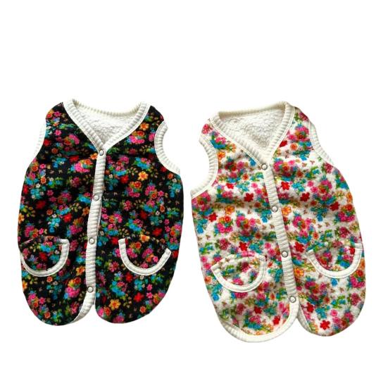 Colorful Floral Dog Vest Sleeveless Pet Shirt Small Dogs Cardigan Warm Winter Poodle Outfit for Small Medium Breeds Bichon Frise Cats