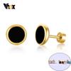 Vnox Mini Stud Earrings for Women Gold Color Stainless Steel Girl Aretes Colorful Accessories
