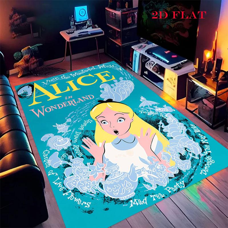 Alice Wonderland Tea Carpet Rug for Living Room Bedroom Home Sofa Decoration,Kids Play Nonslip Floor Mat