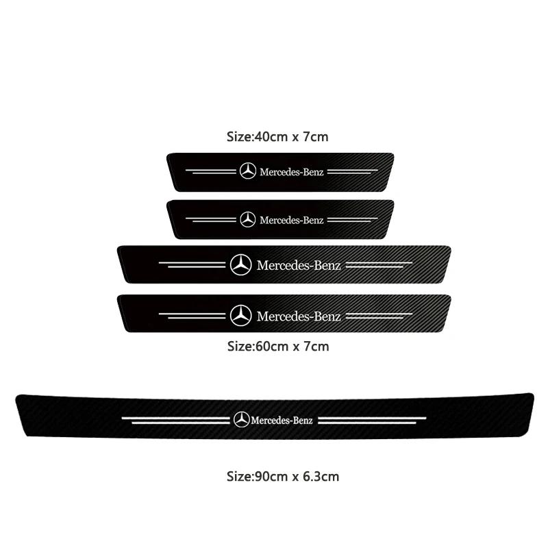 GLC GLB 1/4/5Pcs Carbon Fiber Car Door Sill Scuff Plate Decor Stickers For Mercedes Benz AMG Smart W205 C300 W203 W206 W108 W12
