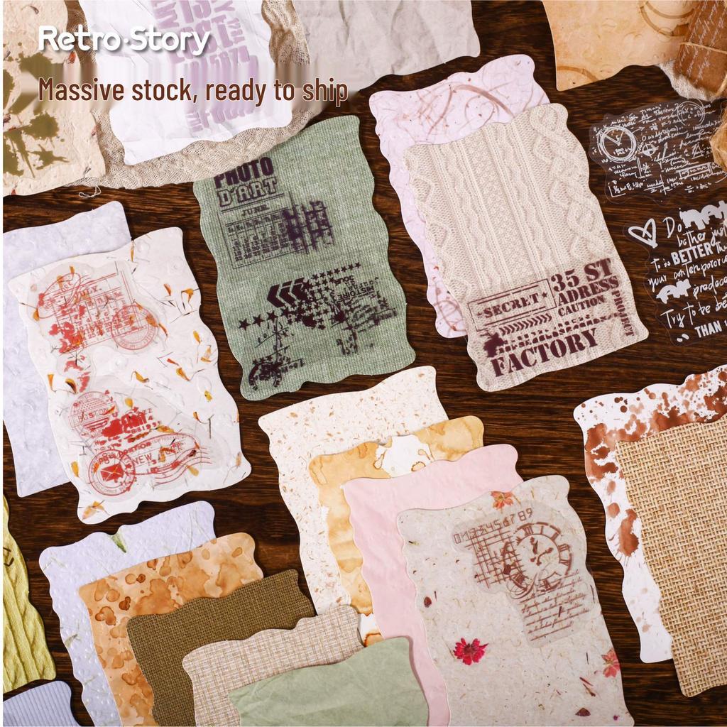 Vintage Nostalgic Embossed Story Paper Stickers (19 Sheets)