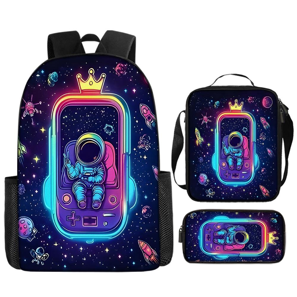 Cartoon Children'S Schoolbag Three-Piece Set, Primary School Bag, Water-Proof Polyester Messenger Bag, Pencil Bag.