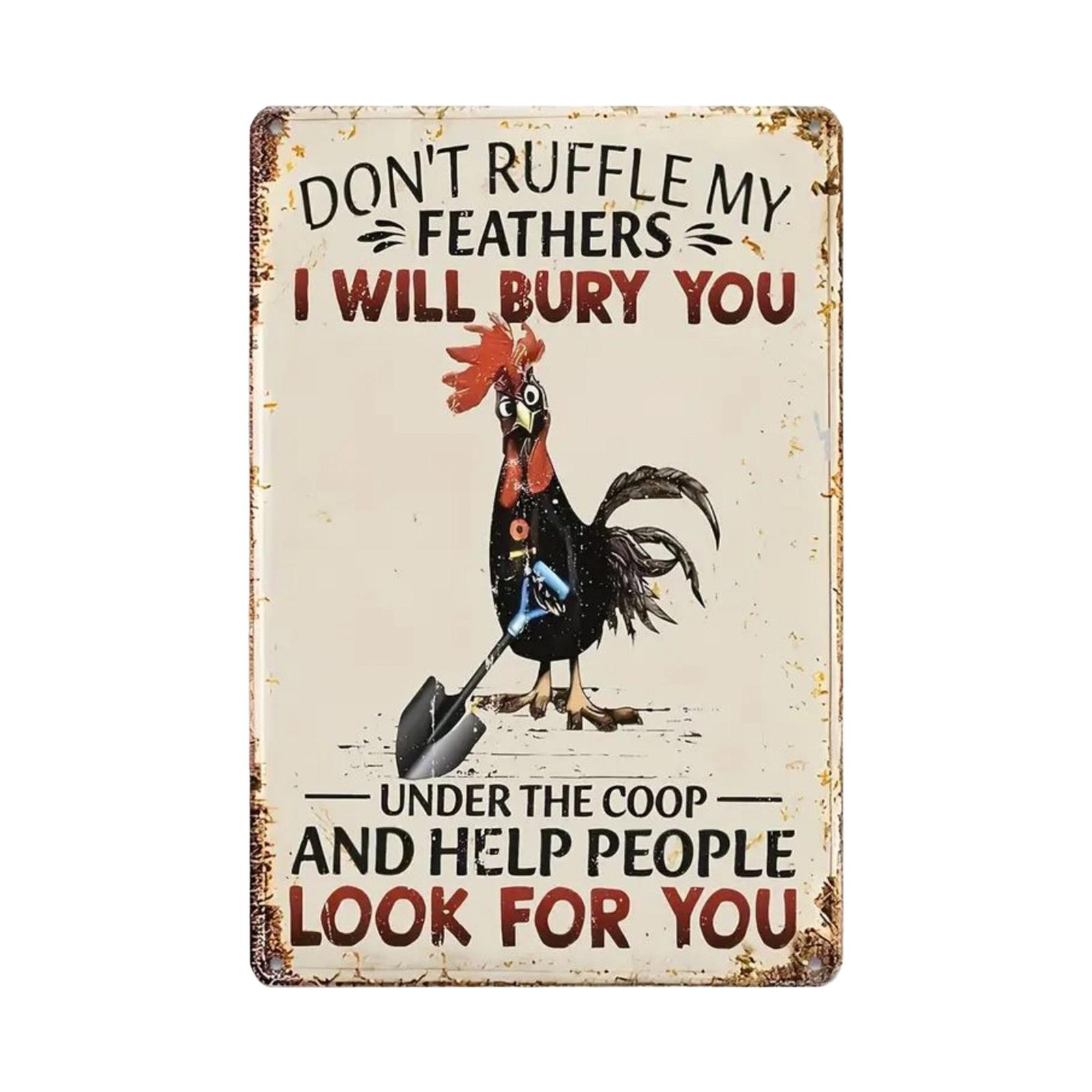 

Vintage American Metal Tin Sign - Fun Chicken Coop Decor For Backyard Farm & Garden One Size