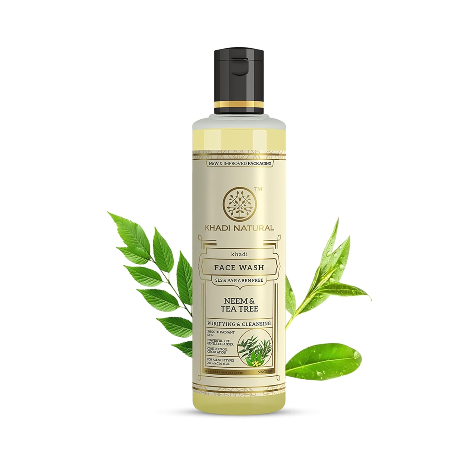 Khadi Natural Neem & Tea Tree Herbal Face Wash 210ml Pack For Glowing Skin And Acne Control