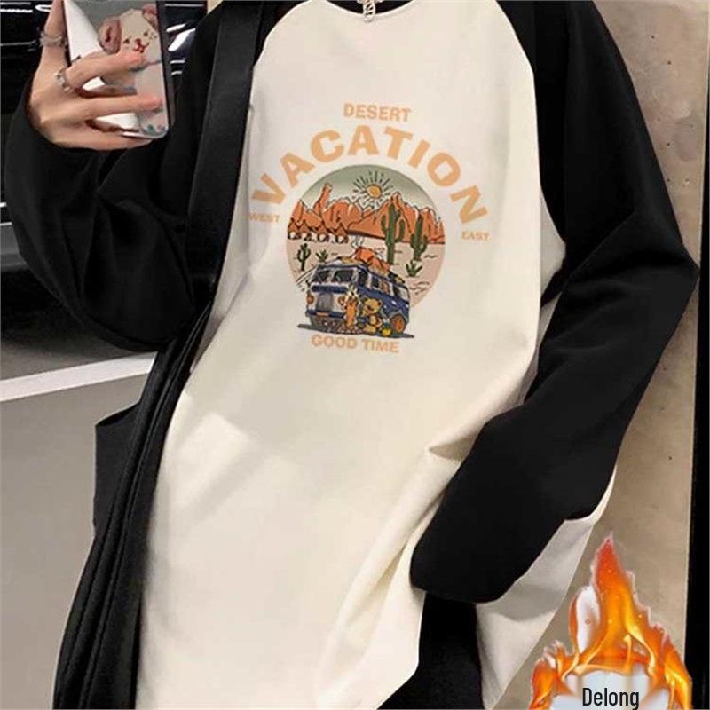 

Women s Fashion Color Block Mid-Length Long-Sleeve Base Shirt - Trendy and Versatile for Autumn/Winter 2XL (145-155 lbs recommended)