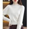 Autumn Winter 100% Wool High-Collar Long Sleeve Loose Knit Sweater Dress