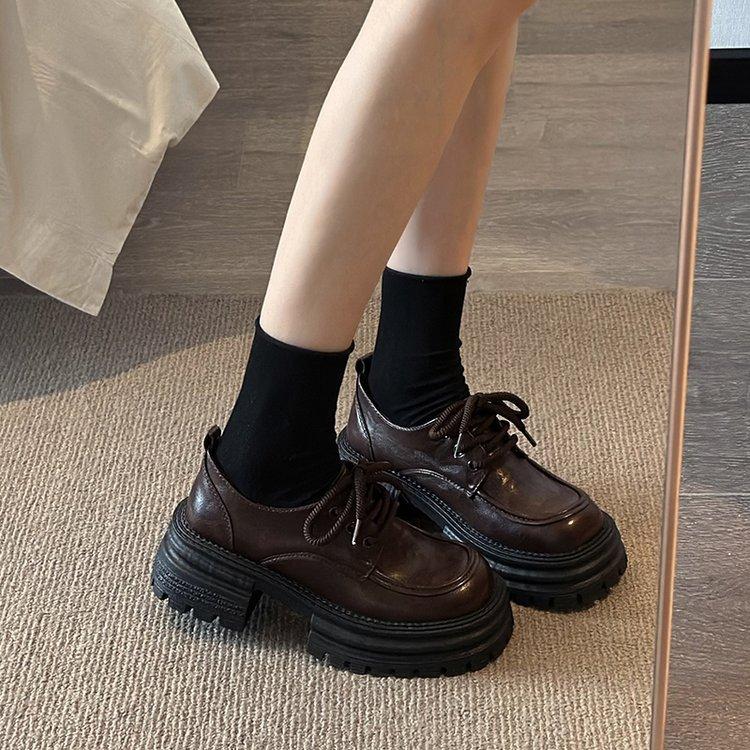 

[Ушилай] Универсальные лоферы в британском стиле женские весна 2025 новая платформа повседневная мода маленькие кожаные туфли 40 коричневый