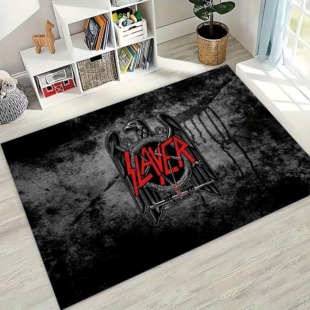 Slayer Heavy Metal Rock Band Skull Art Carpet Rug for Bedroom Living Room Sofa Home Doormat Decor,Large Non-slip Floor Mat