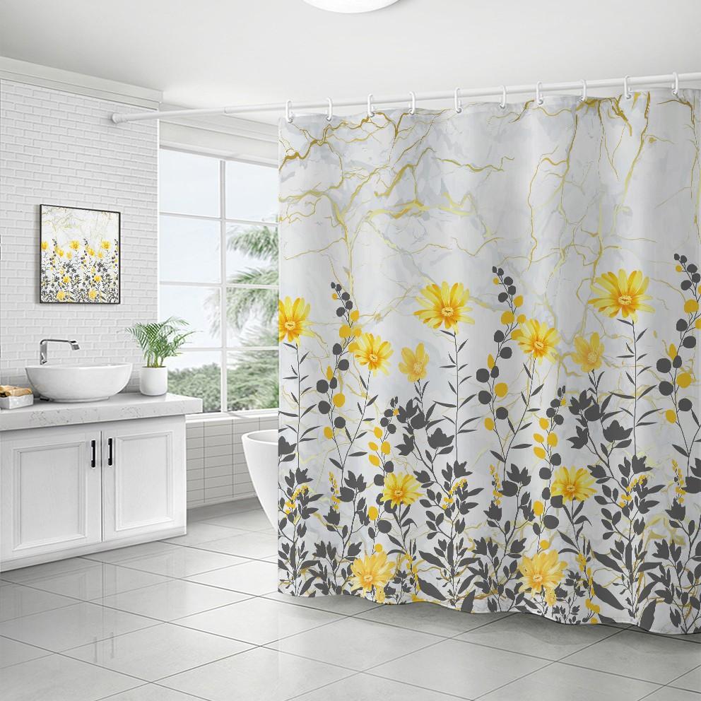 D2 Watercolor Leaves Curtains On The Top Plant with Floral Bathroom Decoration Shower Curtain 120-180CM with Hook Window Curtain