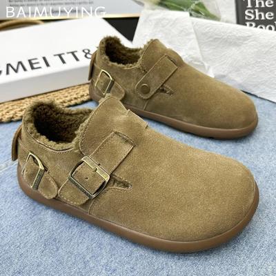 Flats Women Snow Boota Suede Short Plush Designer Casual Cotton Shoes 2025 Trend Warm Walking Non-slip Winter Botas De Mujer