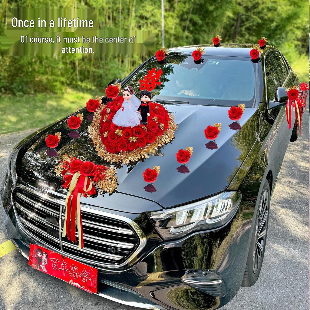 2024 Complete Wedding Car Decoration Set with Suction Cup Attachment