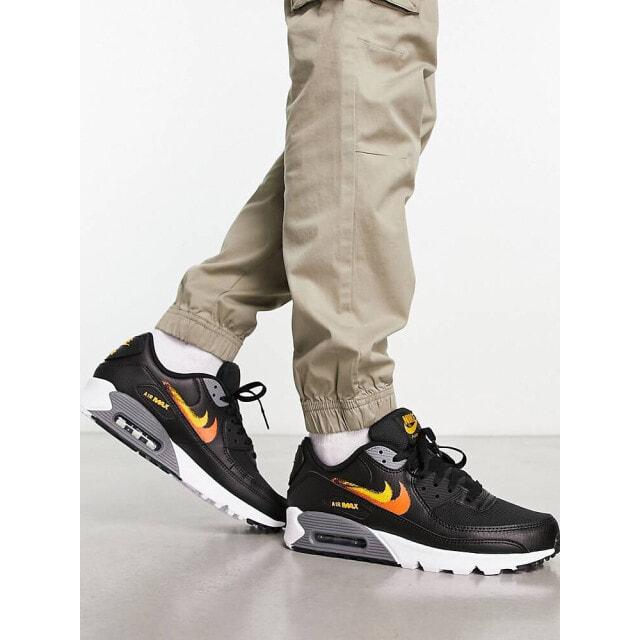 

Черные и оранжевые кроссовки Nike Air Max 90 с двойным логотипом-галочкой
