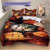 3pcs Autumn Leaves Cat Duvet Cover Set - Includes 1 Duvet Cover and 2 Pillowcases, No Quilt Core, All-Season Home Decor yy251111039