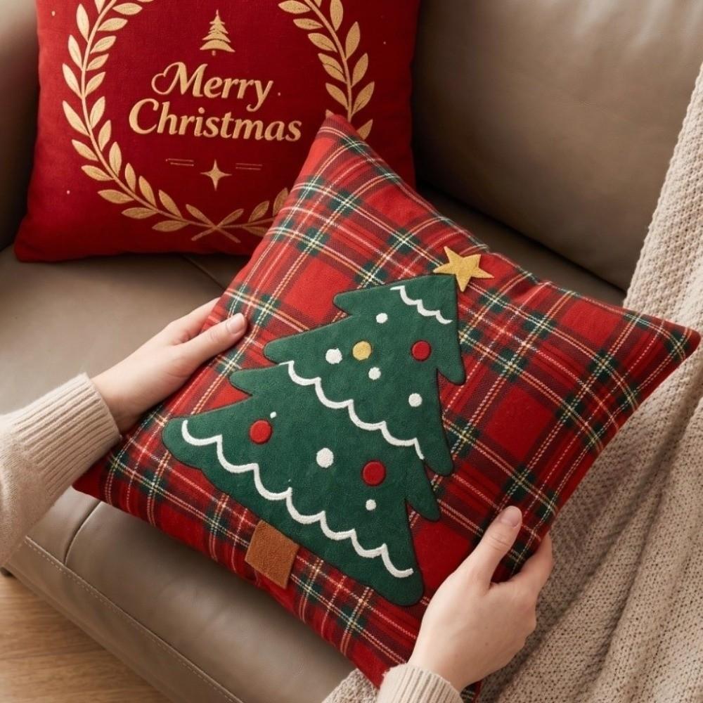 2D Flat Christmas Pillow Cover Christmas Tree Xmas Tree Pillowslip Throw Cushion Case Winter Decor