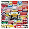 50 Cartoon Transportation Stickers for Kids: DIY Water Cup, Skateboard, Computer, Suitcase
