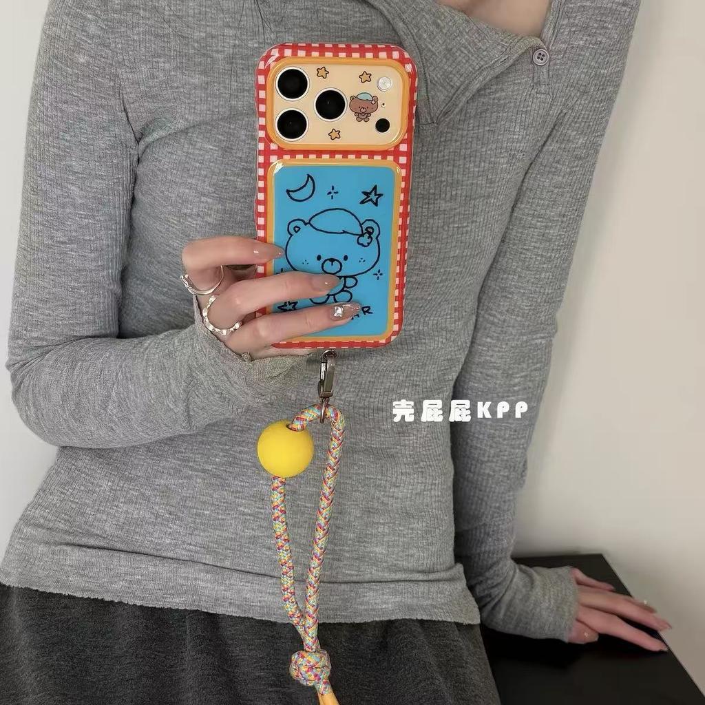 Plaid cute line bear ins15 for iPhone17promax iPhone 16 case 18pm/15pm