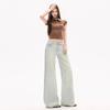 Amerikanische Retro-Jeans mit niedrigem Bund, hellblau, locker, formend, gerade Beine, extra lang