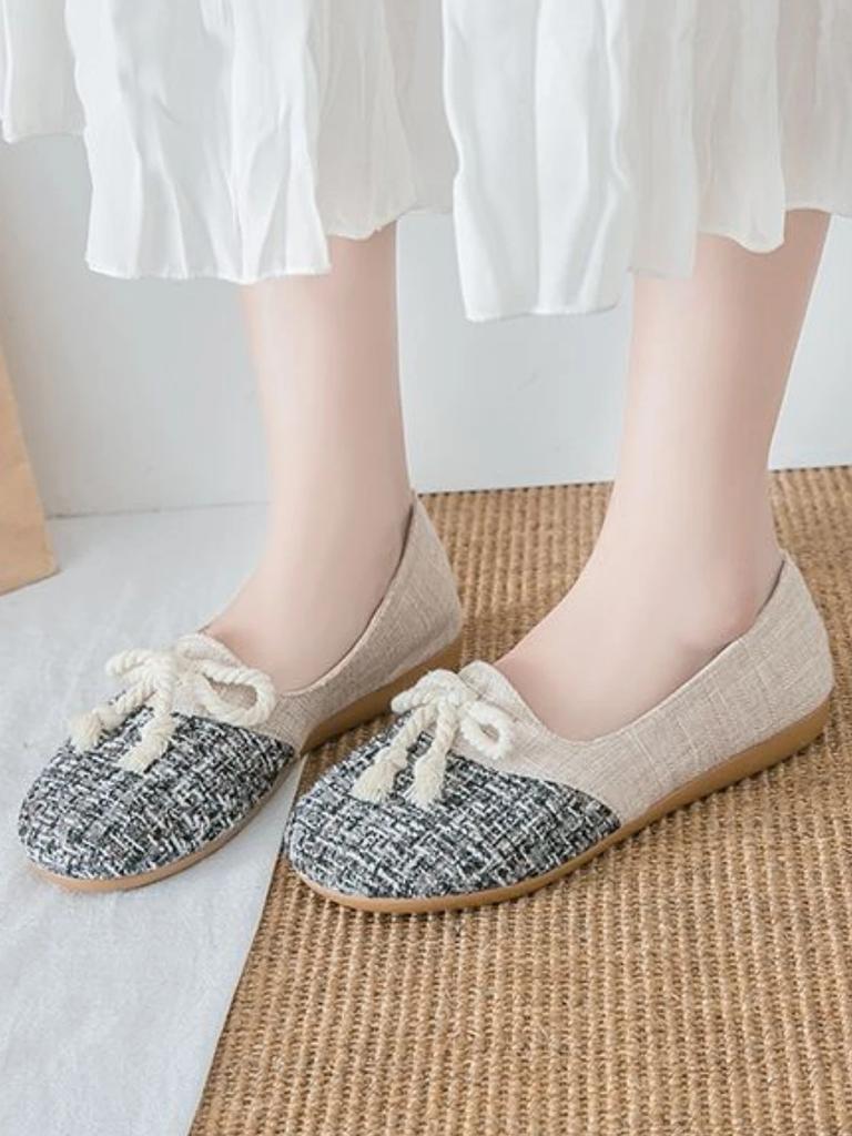 Fashion Light Trends 2025 Fashion Slip On With Bow Ladies Footwear Sale Korean Cheap Casual Offers Comfortable and Elegant Women's Shoes