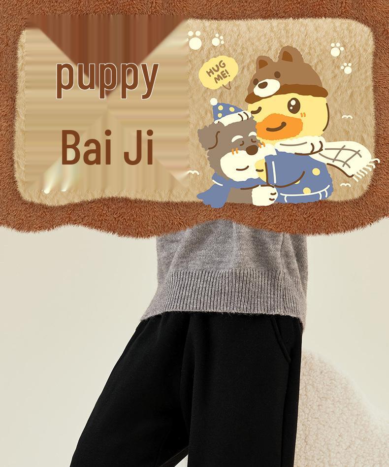 Bduck Fleece-Lined Yellow Duck Children's Warm Sweatpants for Boys - Winter Long Pants