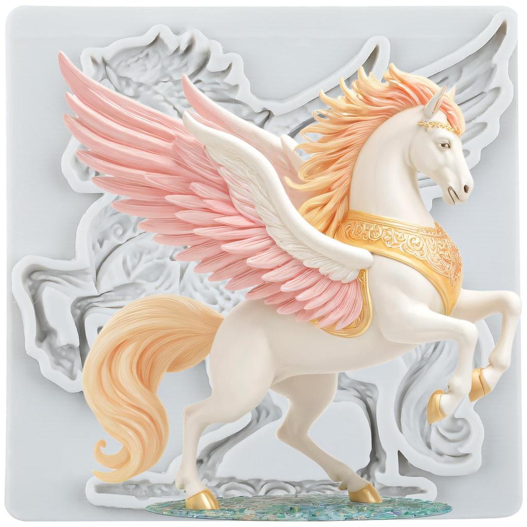 Horse Silicone Molds Flying Horse Fondant Mold Cake Decorating Tools Cupcake Topper Chocolate Candy Craft Gum Paste Polymer Clay