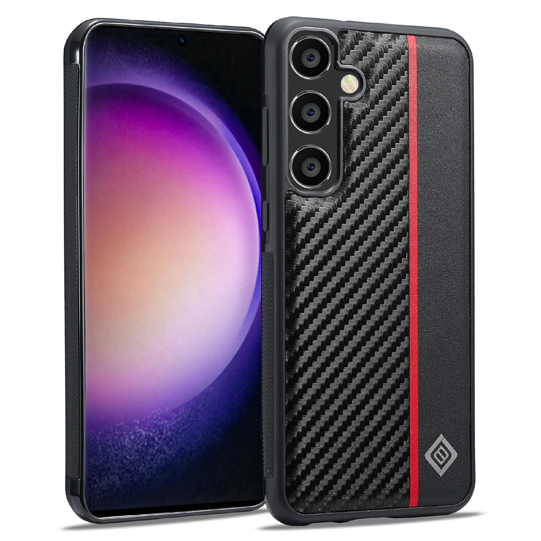 

LC.IMEEKE For Samsung Galaxy S25 FE Case Carbon Fiber Texture Leather+TPU+EVA Phone Cover A