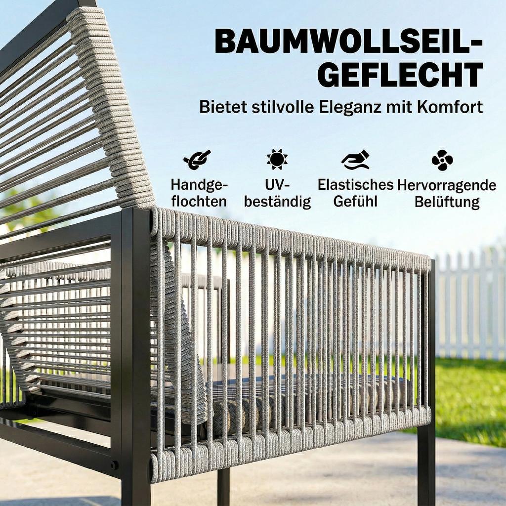 5 Pieces Garden Dining Set, Outdoor Patio Cube Set, 4 Seater Outdoor Table and Chairs with Foldable Backrest, Light Grey